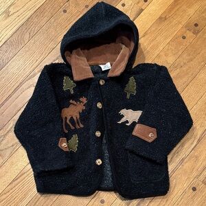 Good Lad Charcoal and Tan Corduroy Jacket with Removable Hood